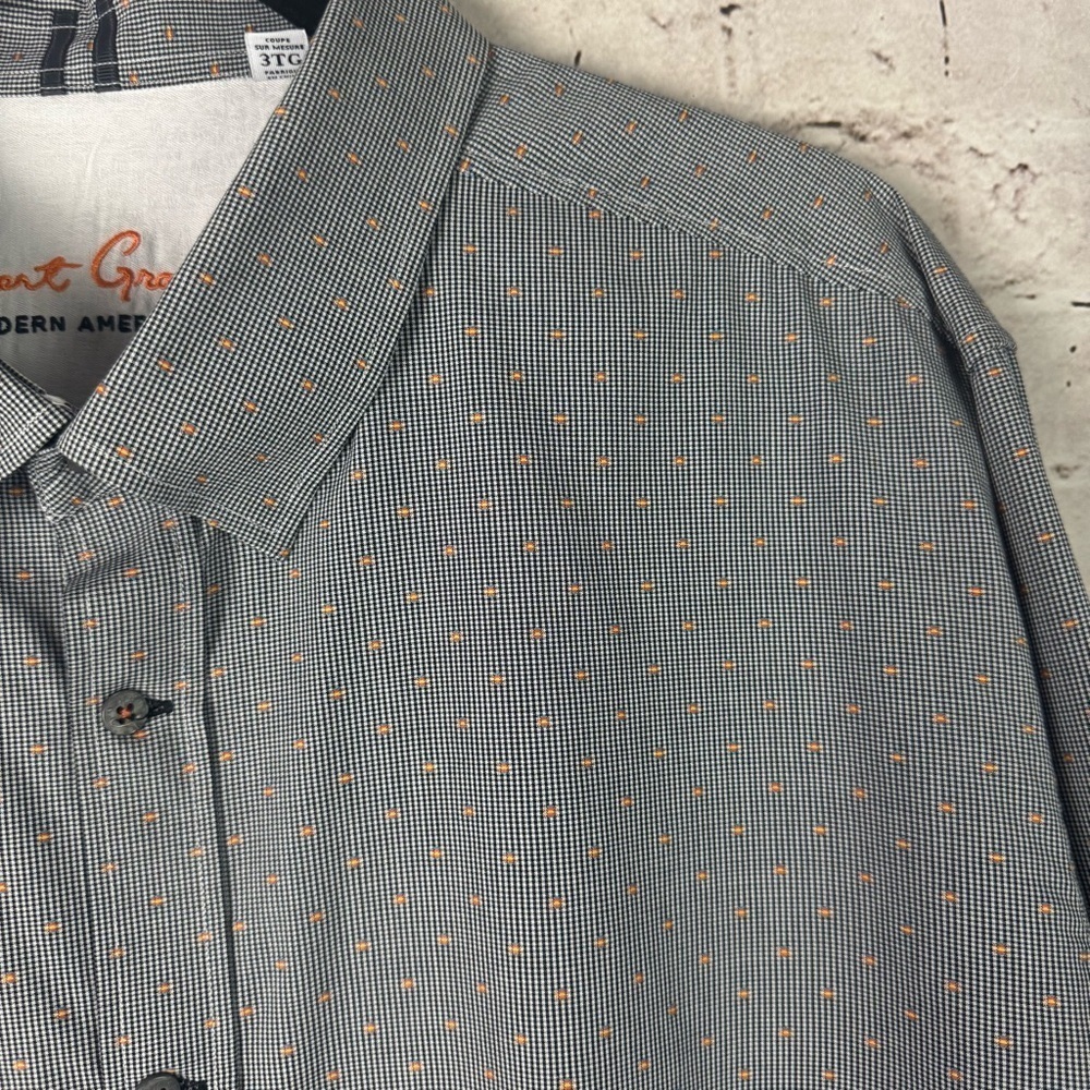 Robert Graham 3XL Long Sleeve Button Down Shirt Roll Tab Black White Orange - Picture 4 of 10